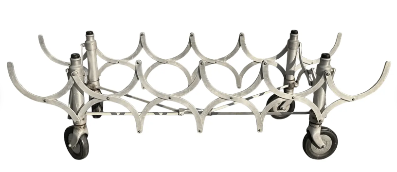 Industrial Chic Aluminum Casket Trolly Cocktail Table Base