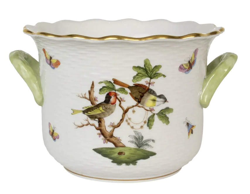 Vintage Herend Hungarian Porcelain Rothchild Basketweave Cache Pot Planter