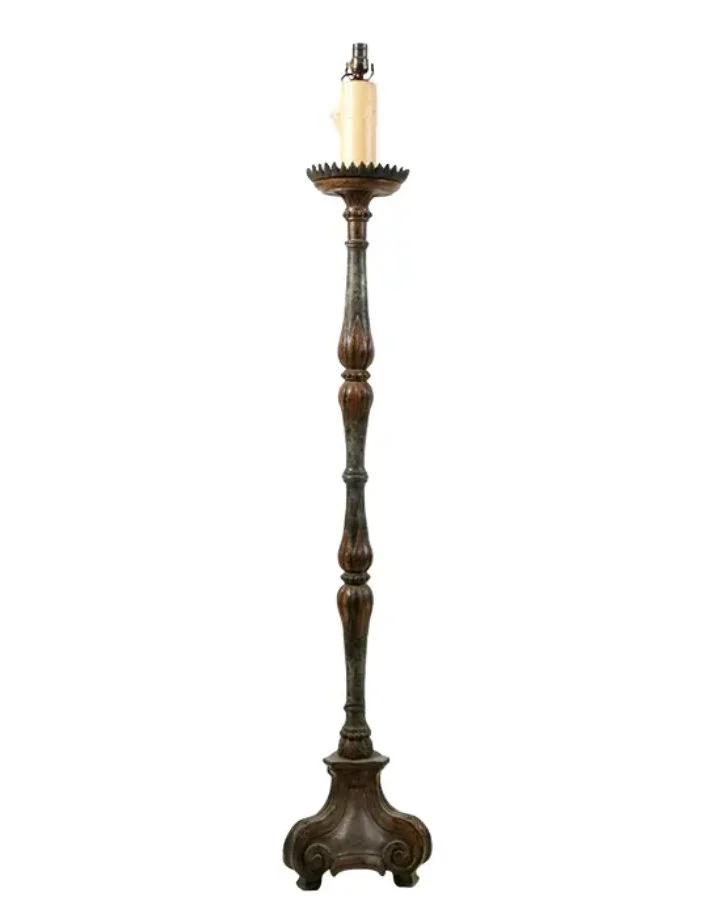 Hendrix Allardyce 18th C Style Turin Baroque Polychrome Torchere Floor Lamp