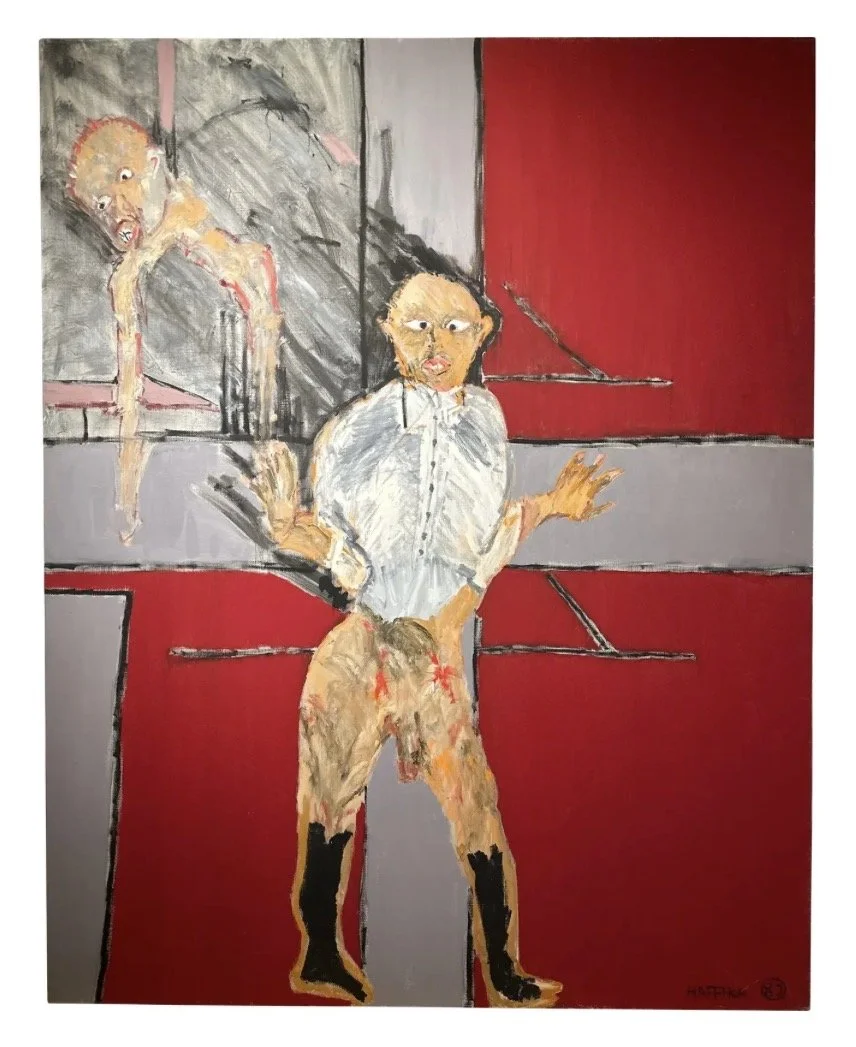 Original Michael Hafftka Expressionist Oil Painting of a Male Nude