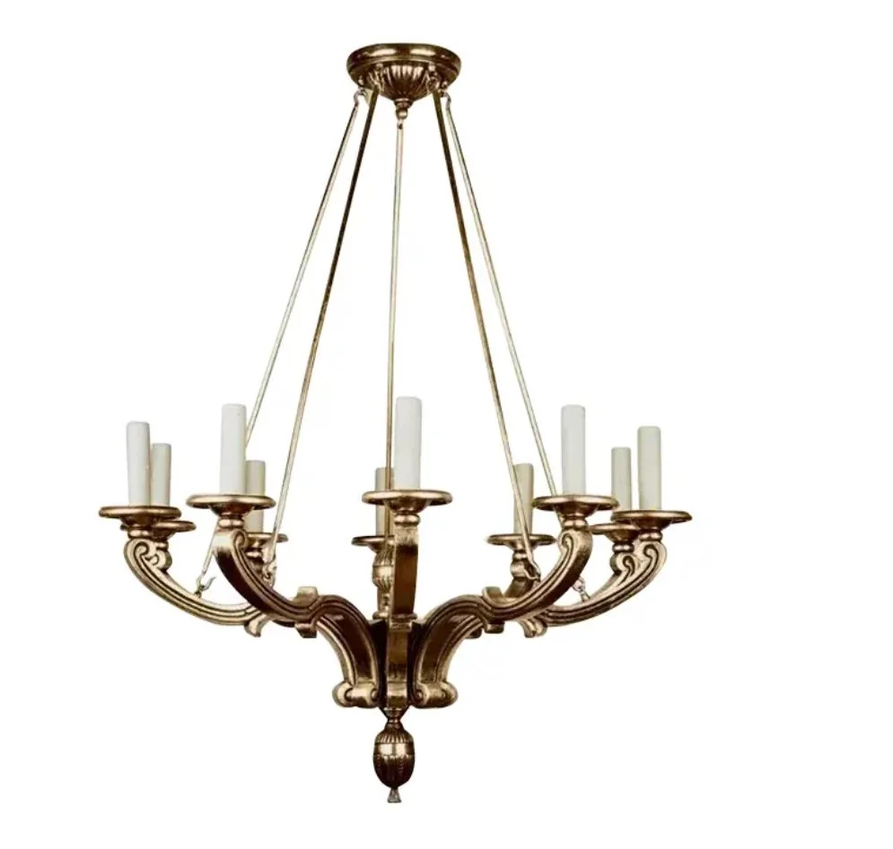 Regency Style Panache Designs for Michael Taylor White Gold Giltwood Chandelier