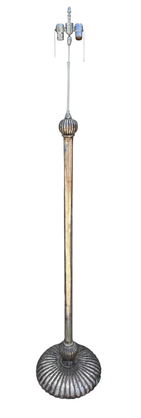 Charles Pollock for William Switzer White Gold Art Deco Giltwood Floor Lamp