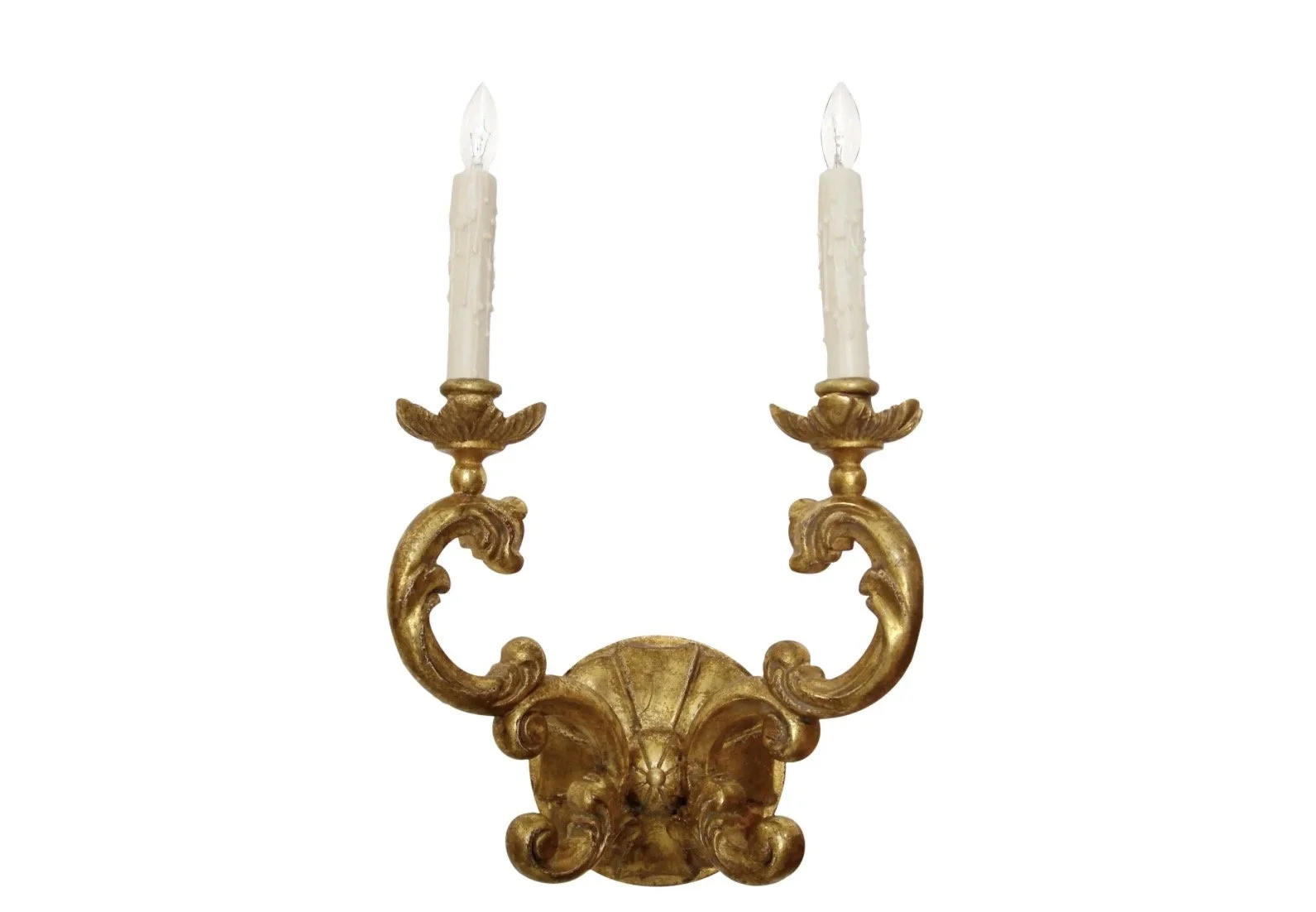 Verochio Itallian Gilt-Wood Two Arm Light Sconce by Randy Esada