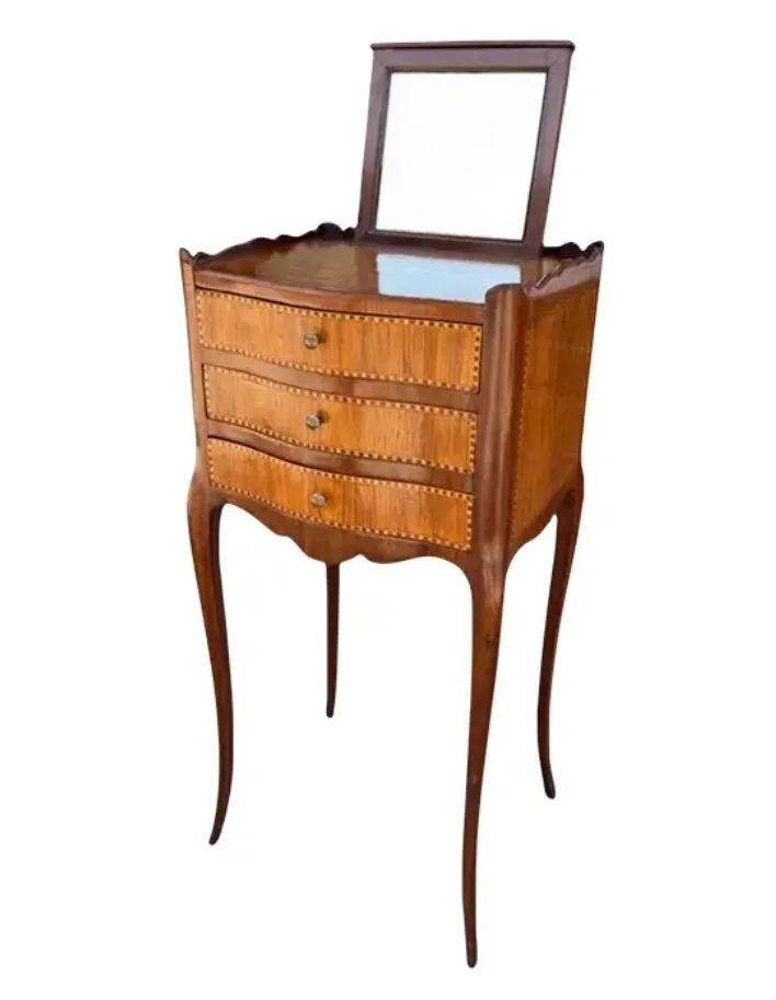 Antique Satinwood Inlaid Nightstand Dressing Side Table