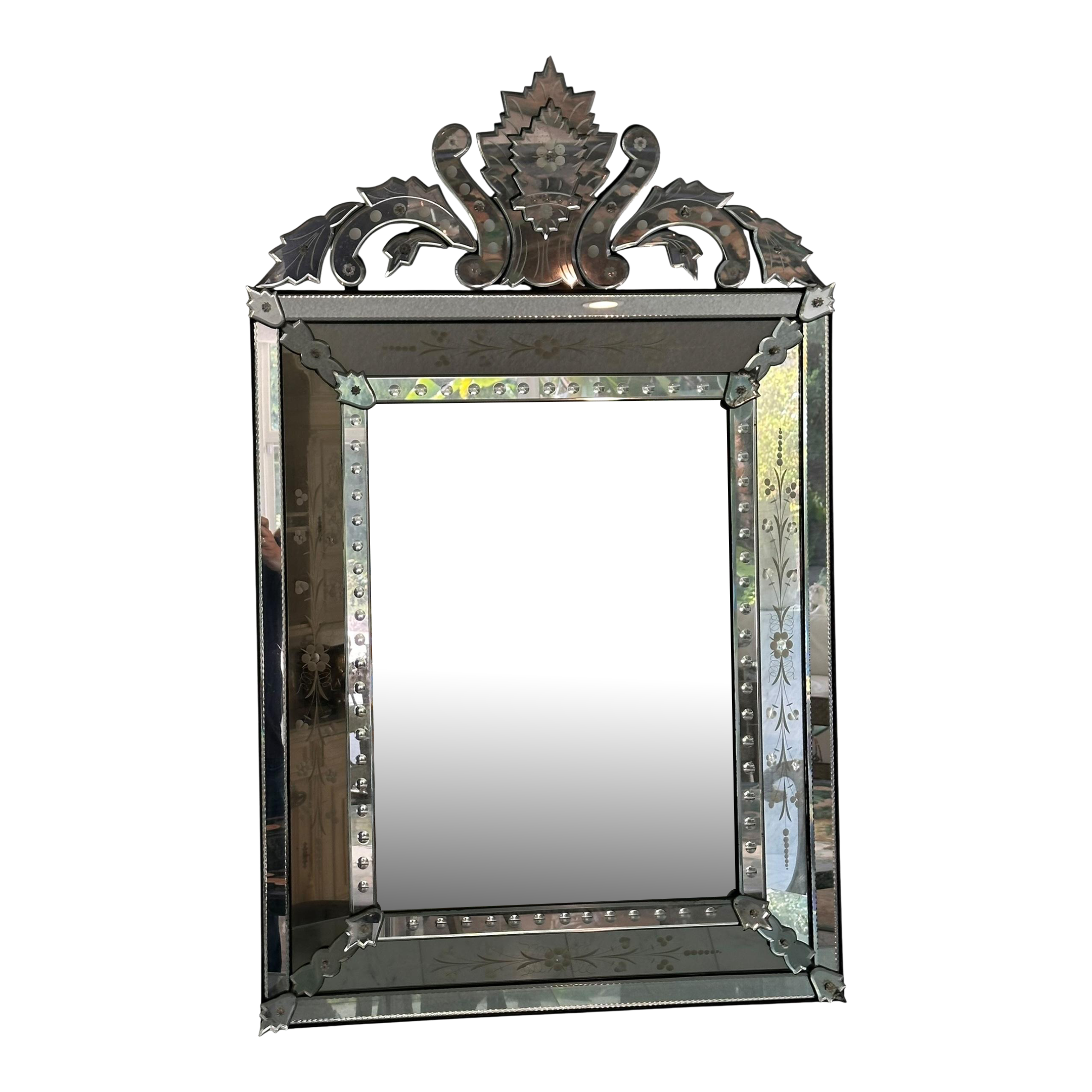 Vintage Venetian Italian Etched Glass Mirror