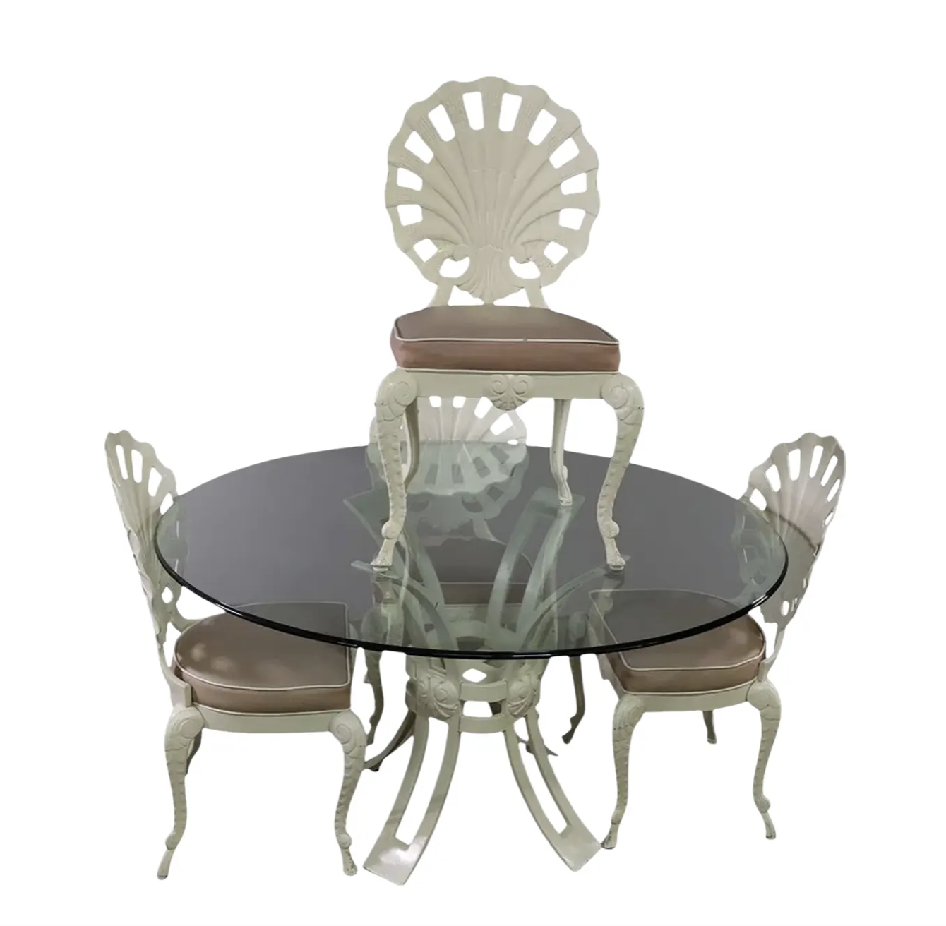 Brown Jordan Grotto Aluminum Shell Back Outdoor Dining Set