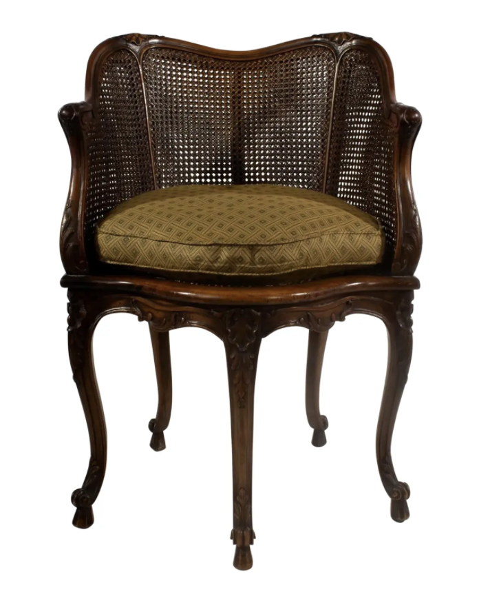 Antique French Regency Double Cane Walnut Chair