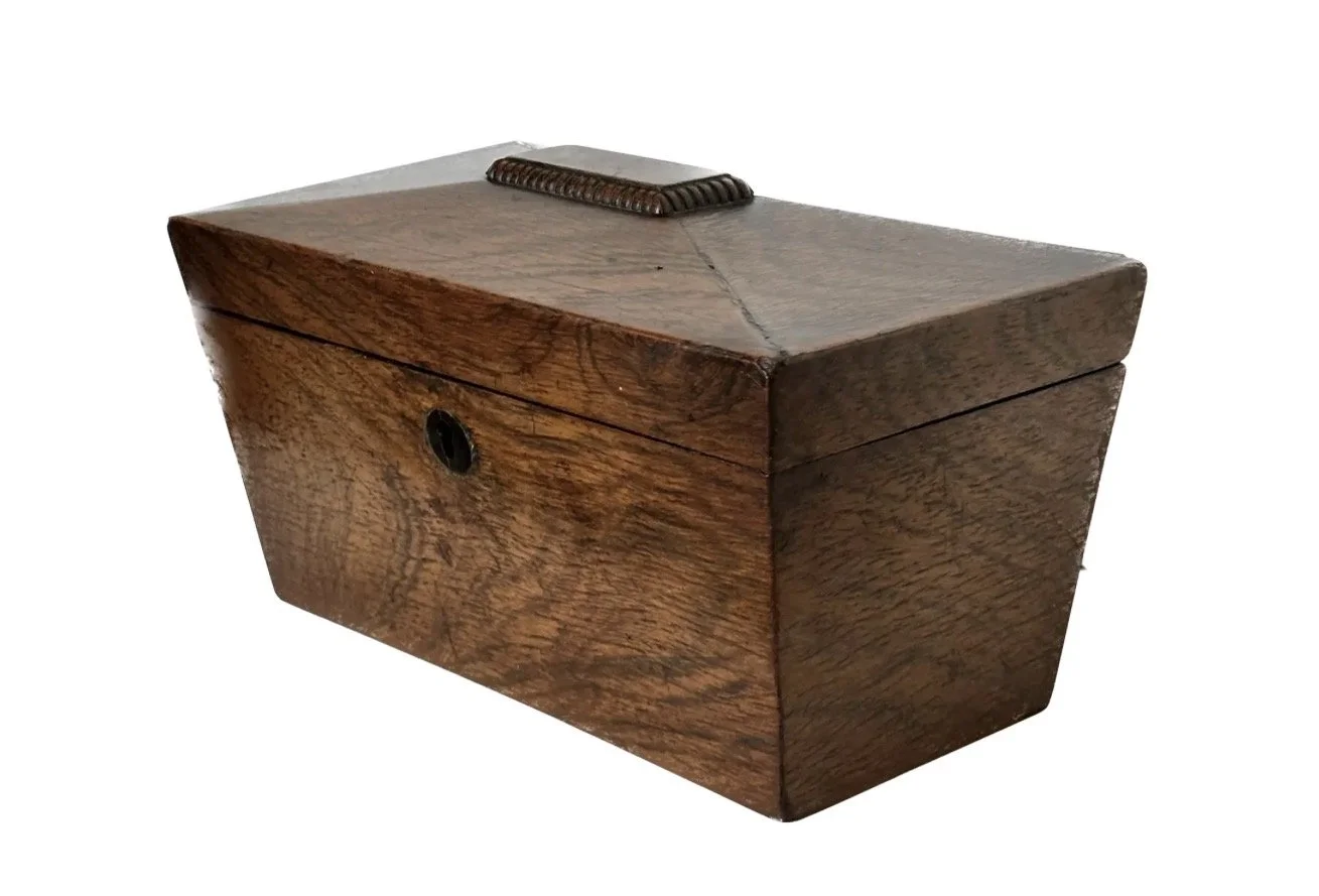Antique Early 19th C Georgian English Oak Tea Caddy