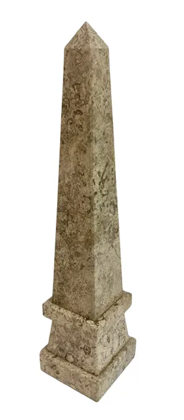 Vintage French Art Deco Fossil Marble Obelisk