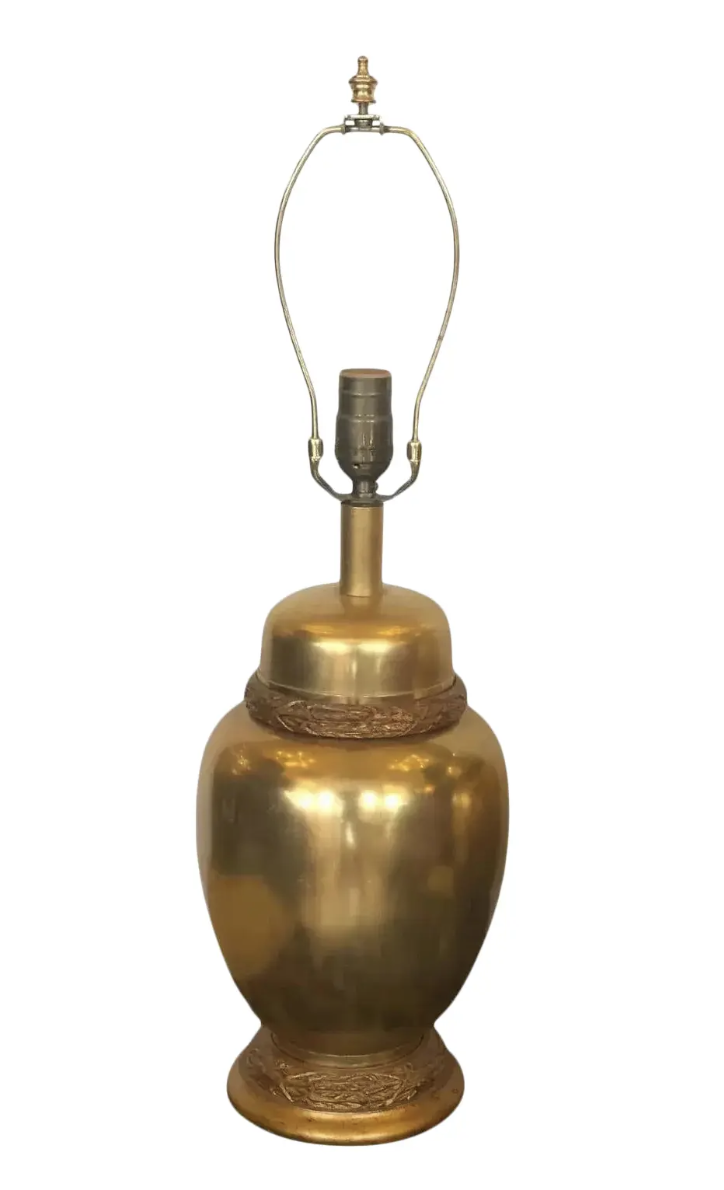 Regency Style Designer Gilt Bronze Urn Lamp W Gilt-Wood Base