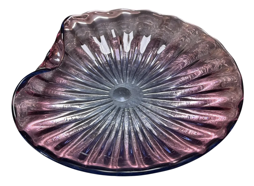 Big Mid Century Modern Alexandrite Blue & Purple Murano Glass Bowl