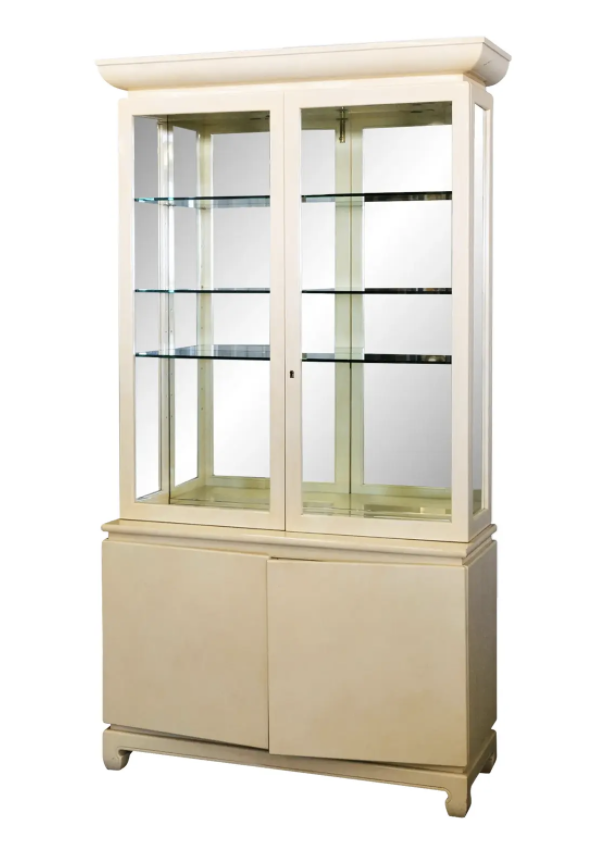 Sally Sirkin Lewis for J. Robert Scott Modern Lacquer Pagoda Display Showcase Cabinet