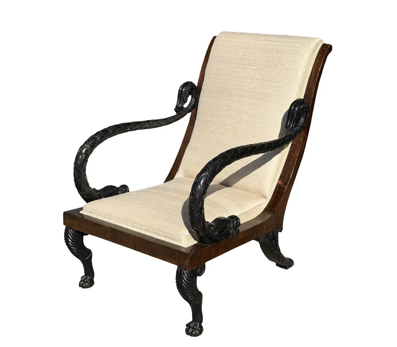 Quatrain for Dessin Fournir Italian Empire Style Serpent Armchair 1 of 2 Available