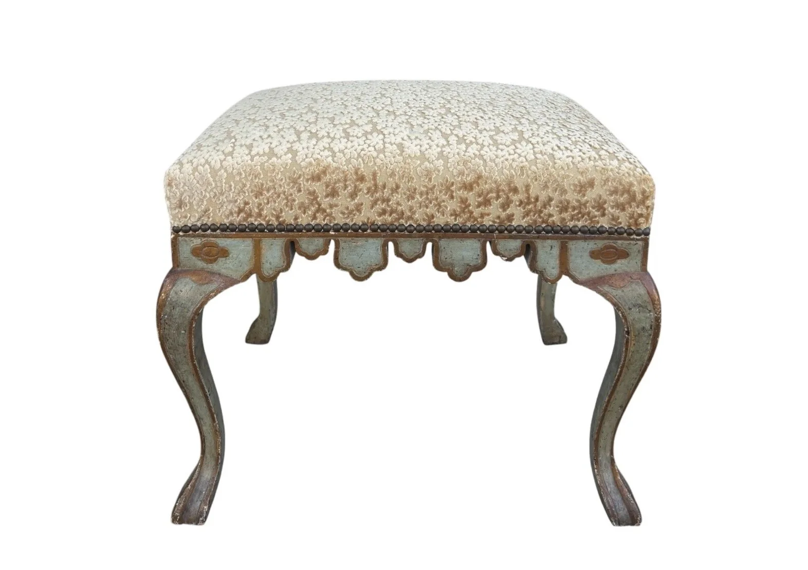 Panache for Michael Taylor Cut Velvet Upholstered Bench Ottoman.