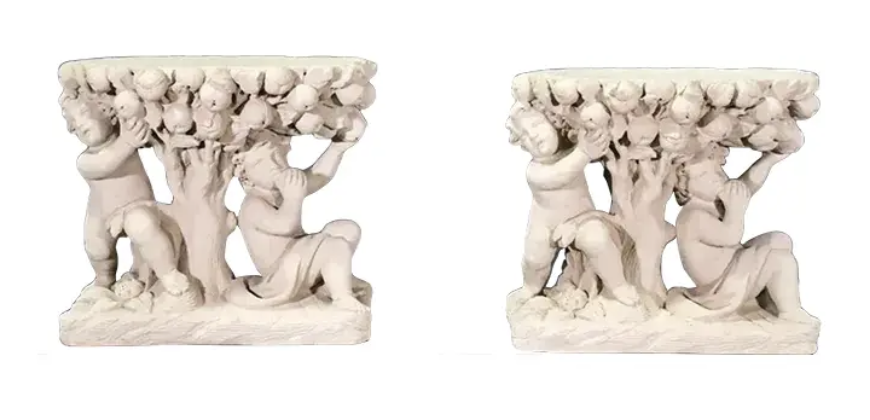18th C Style Italian Reconstituted Stone Figural Console Table Bases
