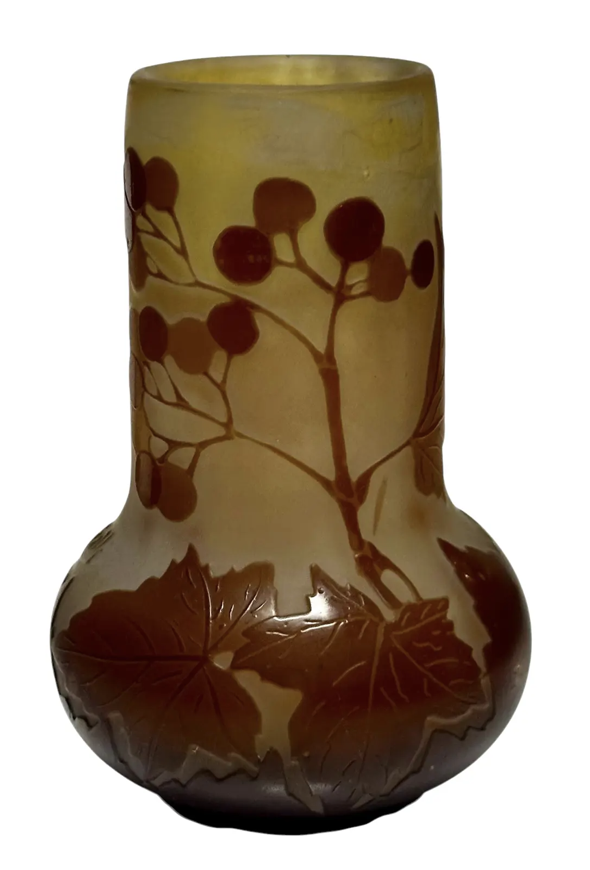 Rare Antique Art Nouveau Galle Cameo Glass Acid Etched Vase