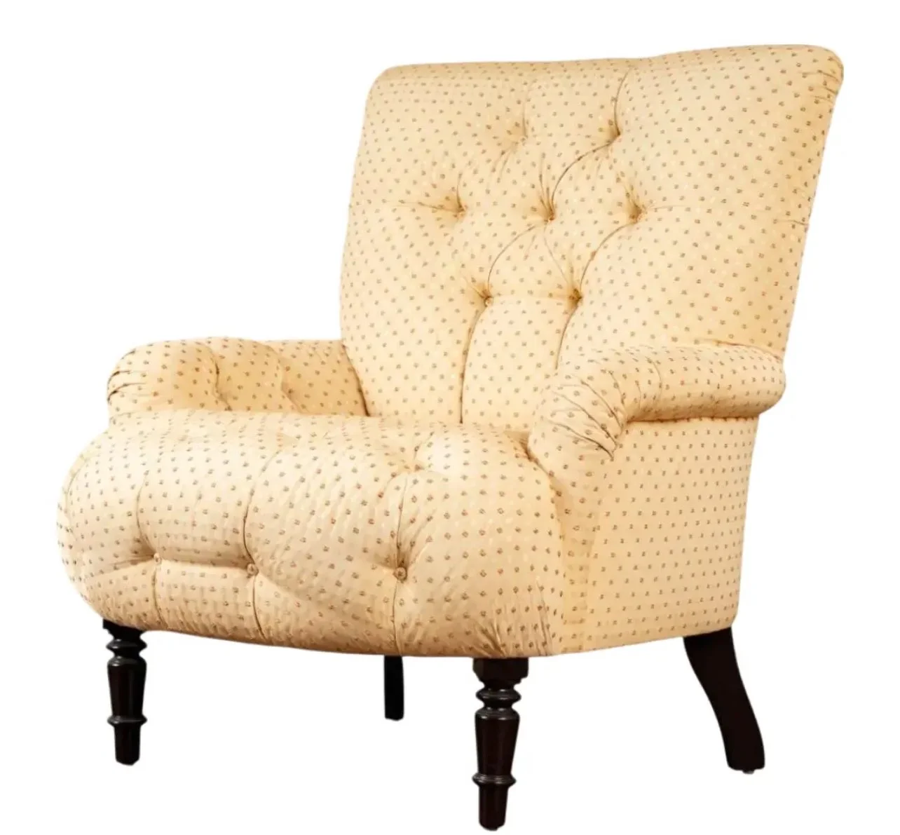 Ralph Lauren Roll Arm Tufted Yellow Bergere Arm Chair
