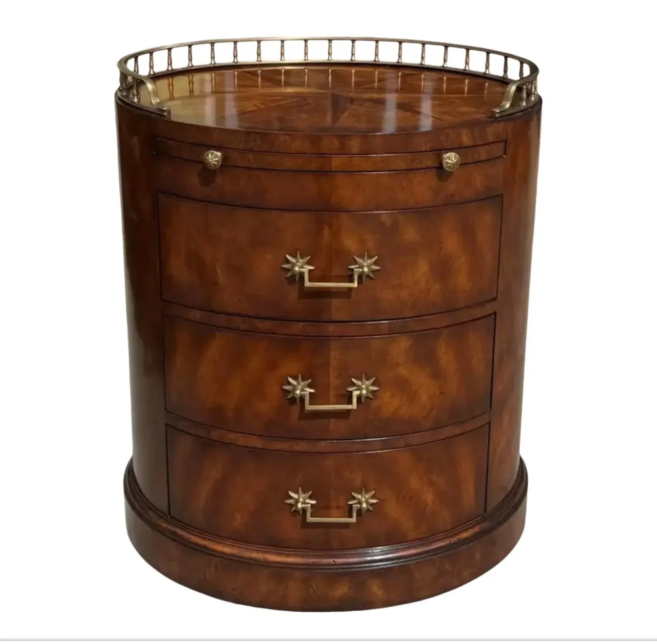 Directoire Style Maitland Smith Oval Mahogany Night Stand End Table