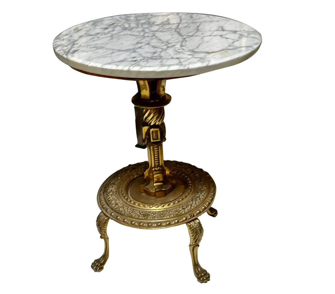 Hollywood Regency Gilt Bronze and Marble Side End Table
