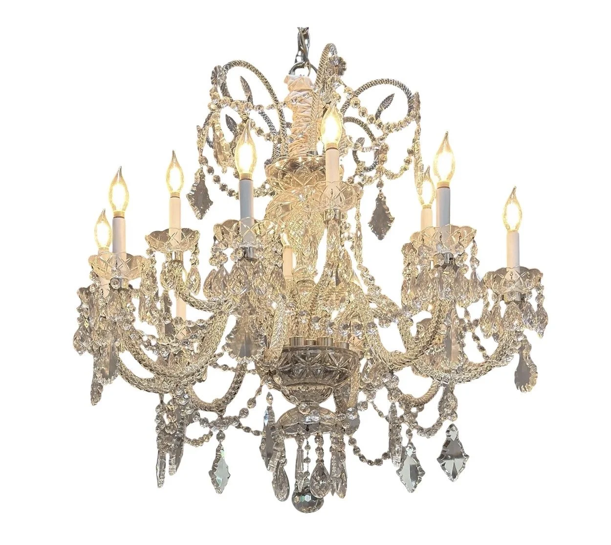 1950’s Venetian Crystal 12 Lite Chandelier