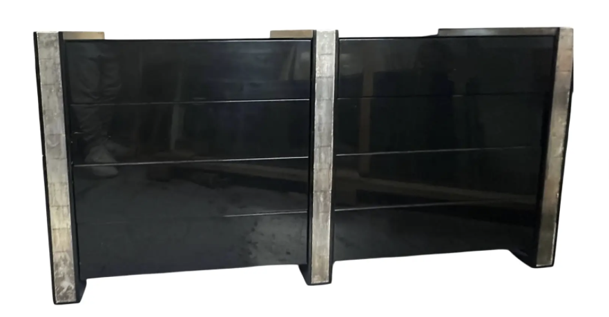 Rare Nancy Corzine Black Lacquer Double Chest of Drawers Dresser