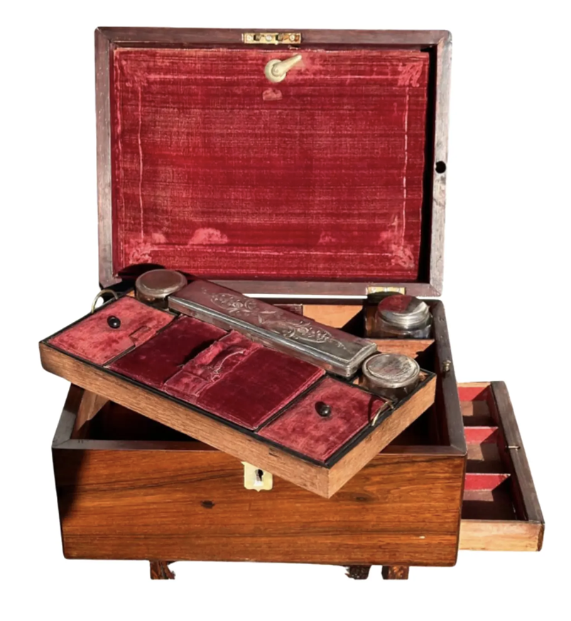 Antique Walnut Gentleman's Vanity Dressing or Travel Box