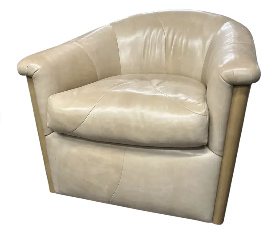 Art Deco J. Robert Scott Beige Leather Club Chair