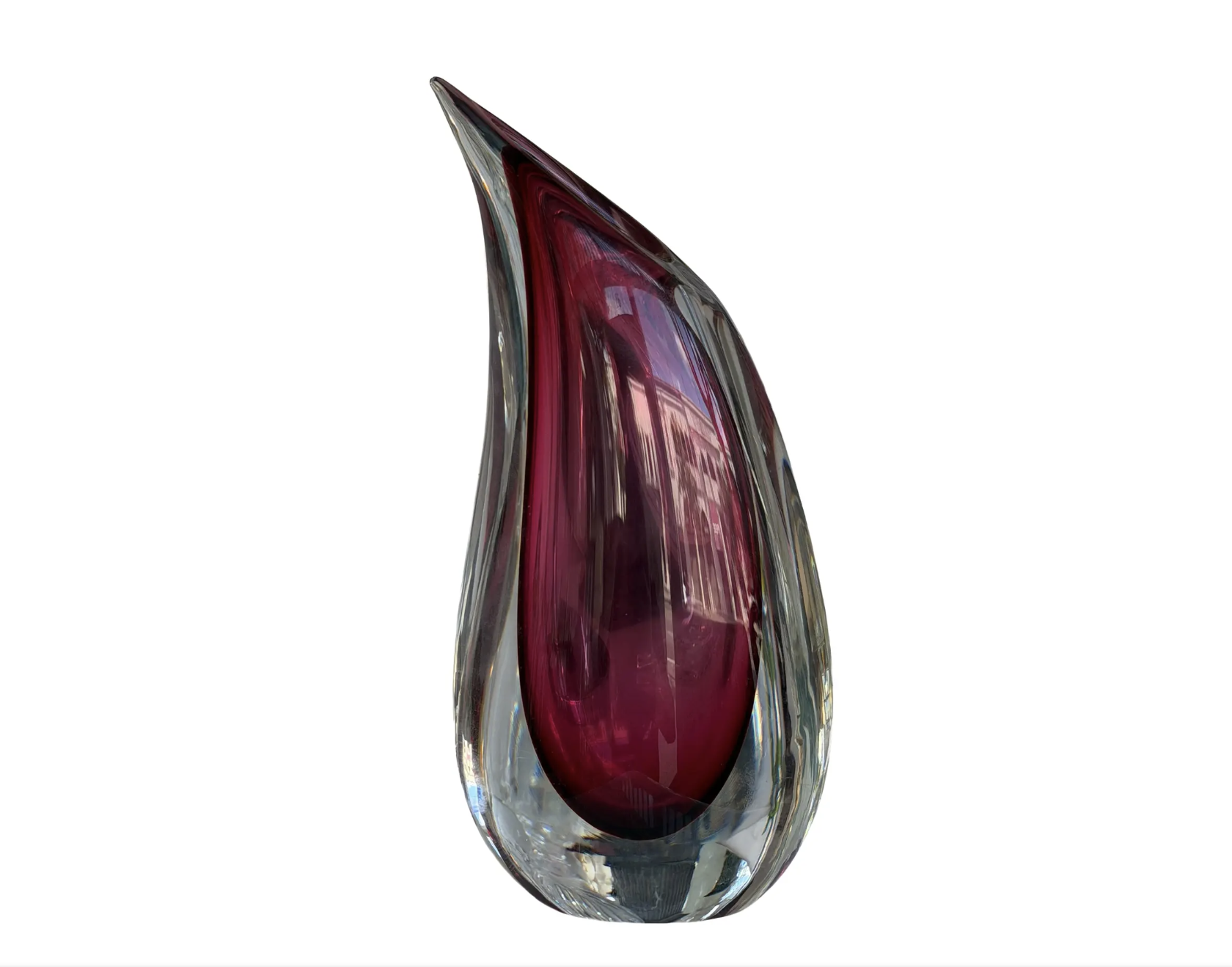 Murano Glass Pink Sommerso Teardrop Vase by Luigi Onesto - 1970's