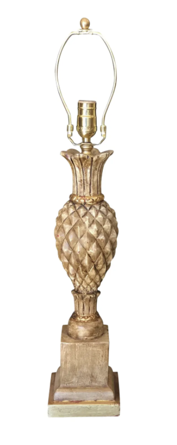Regency Style Thomas Morgan Carved Pineapple Form Designer Table Lamp