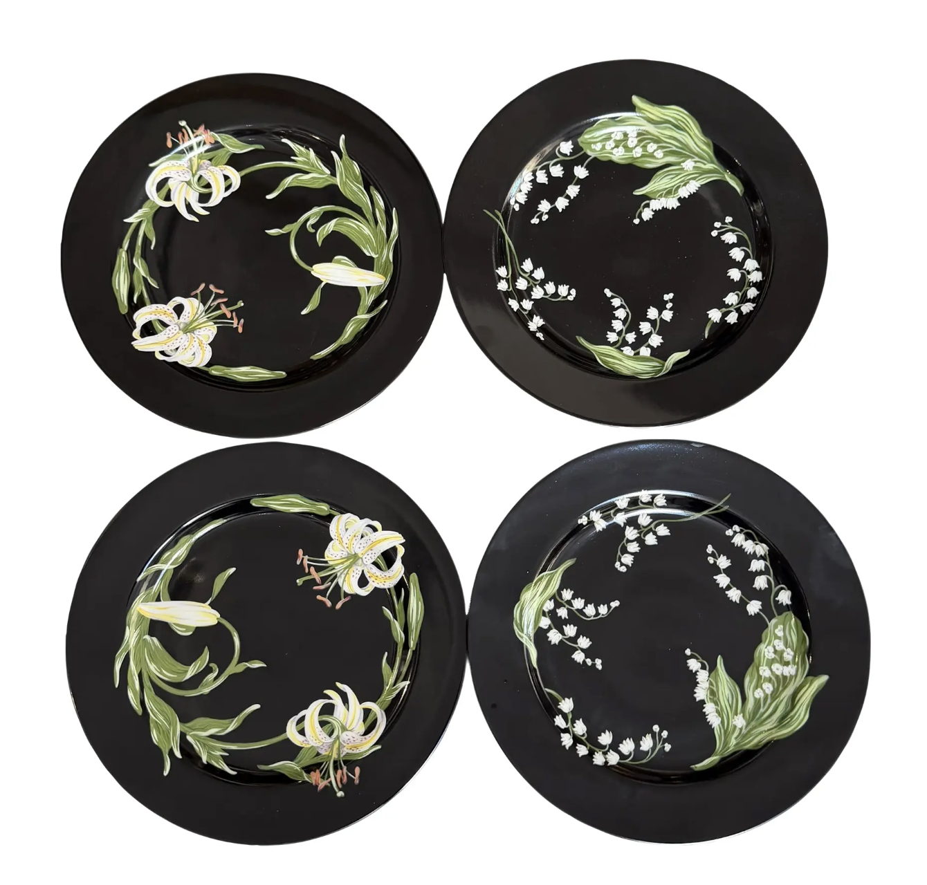 Set of 4 Tiffany & Co Porcelain Lunch Plates Mrs. Delany's Flowers by Sybil Connolly