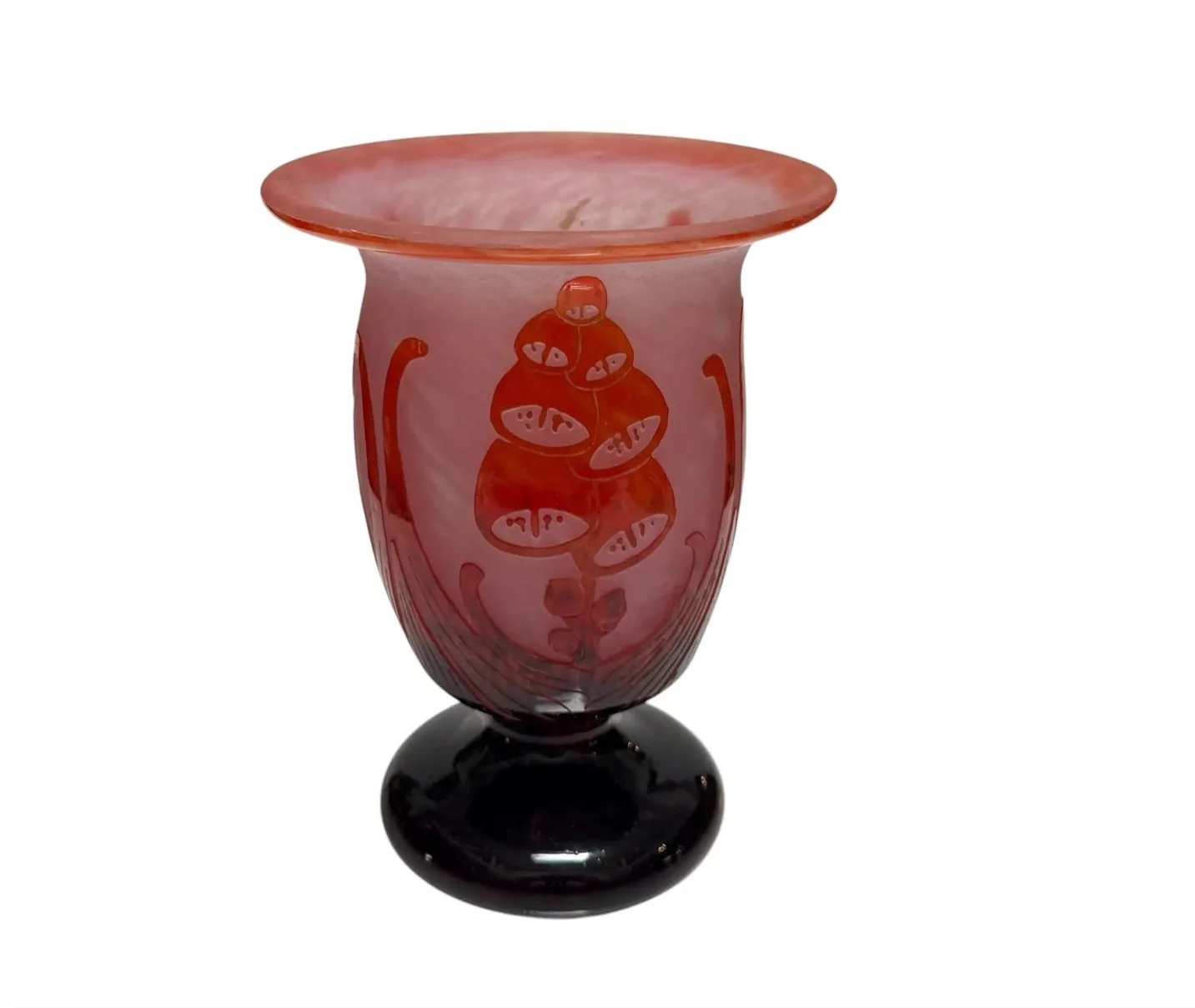 Antique Art Deco Le Verre Francais Acid Etched Cameo Glass Vase C. 1920