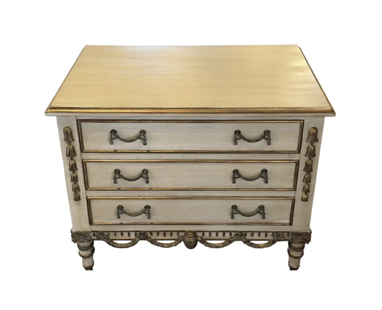 36” Nancy Corzine Neoclassical Ivory Nightstand Commode Chest of Drawers - 1 of 2