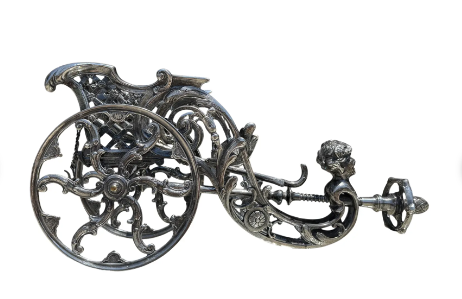 Antique Silver Wine Bottle Trolley Caddy With Bacchus Head