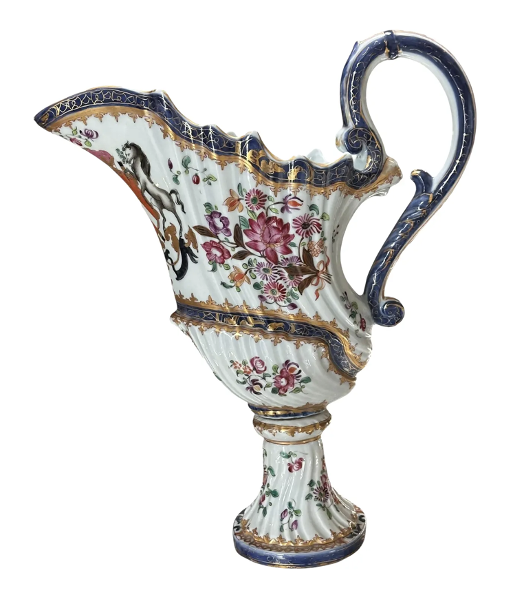 Large Antique Samson Porcelain Armorial Crest Ever Jug Pitcher