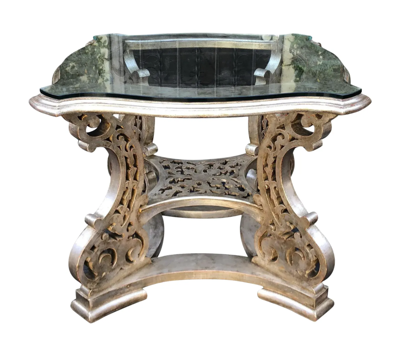 Regency Style Silver Silver Giltwood Designer Center Table