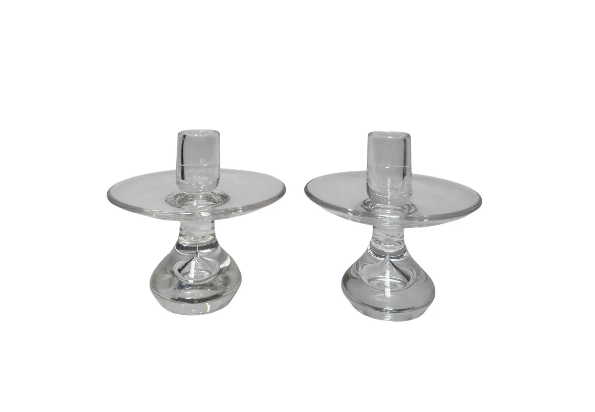 Pair of Steuben Crystal Teardrop Candlesticks