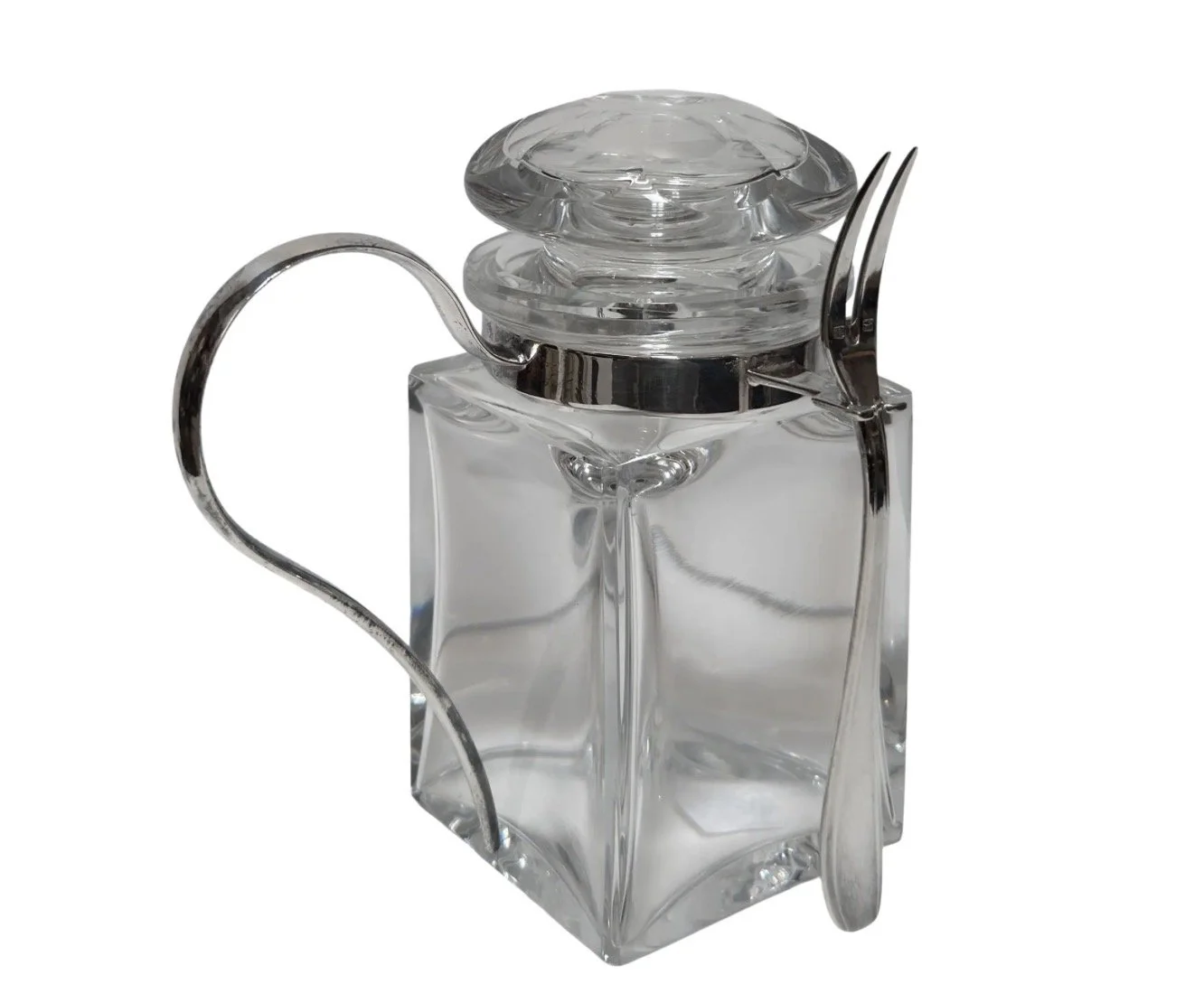 Baccarat French Art Deco Crystal Pickle Jar Castor