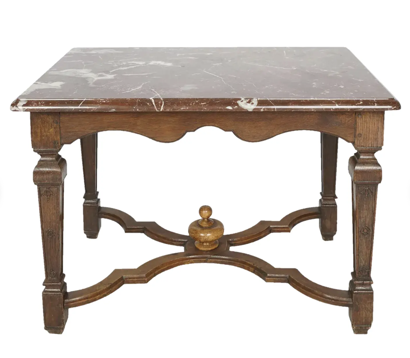 Antique Early 19c Regence Style Oak & Marble Side Table