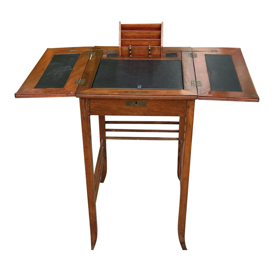 Antique Campaign Style Metamorphic Desk Table