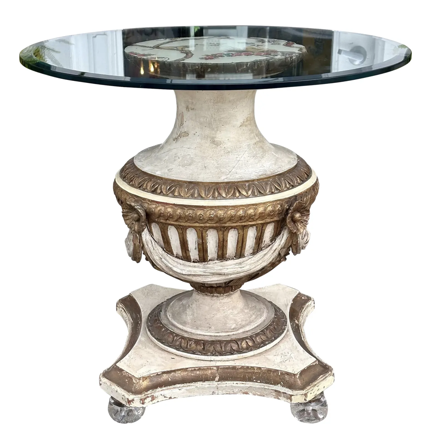 Antique Louis XVI Hollywood Regency Giltwood Round Table