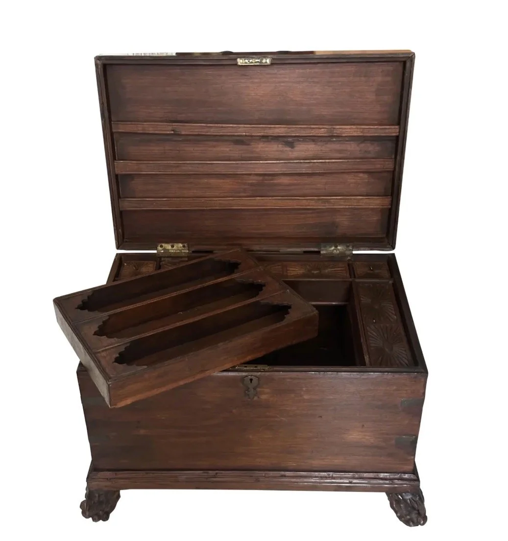 Antique 19c Chinese Travel Trunk W Compartments