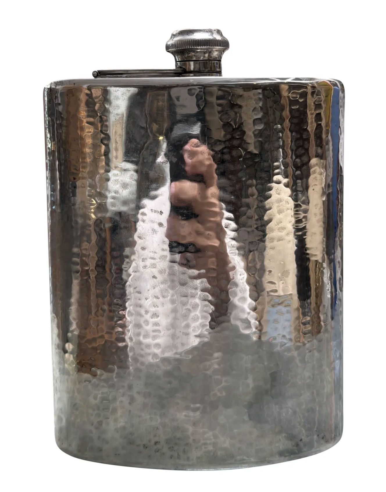 Antique American Hand Pounded Sterling Silver Liquor Flask by Lebolt Chicago