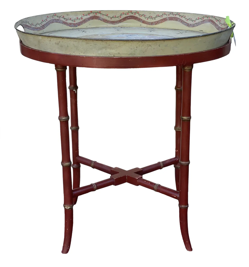 Antique Regency Scenic Tole Tray Table