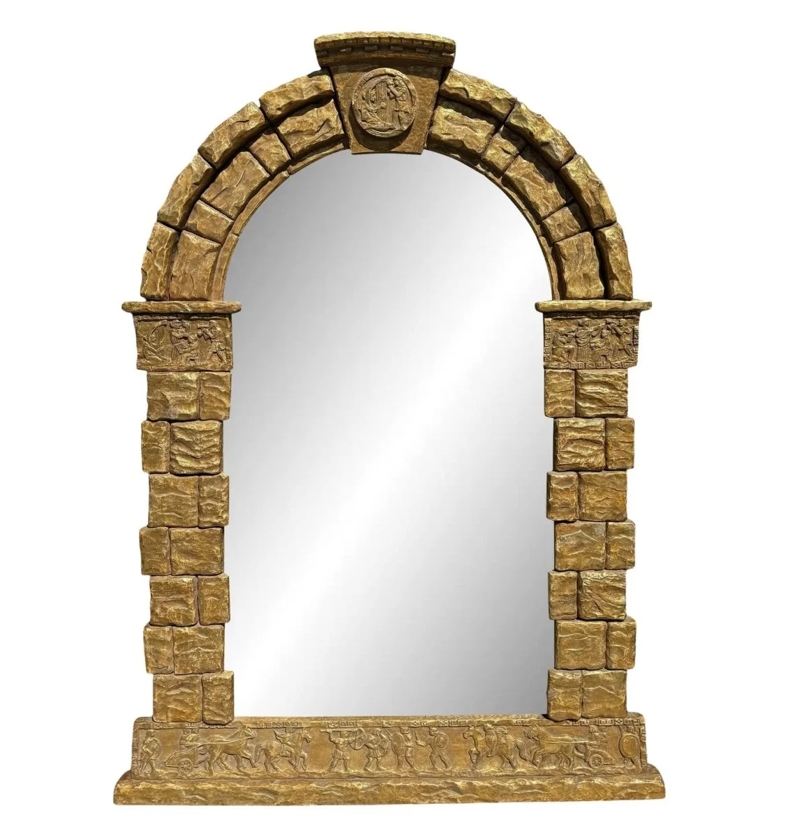 17th C Style Roman Castle Giltwood Frieze Mirror