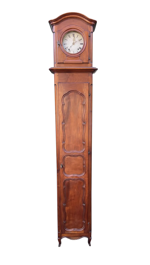 Antique Morbier French Provincial Fruitwood Grandfather Long Case Clock
