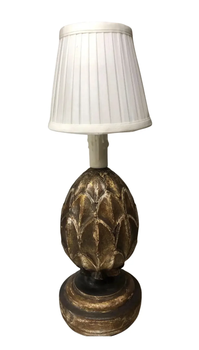 18th C Antique Italian Petite Gilt-Wood Finial Lamp