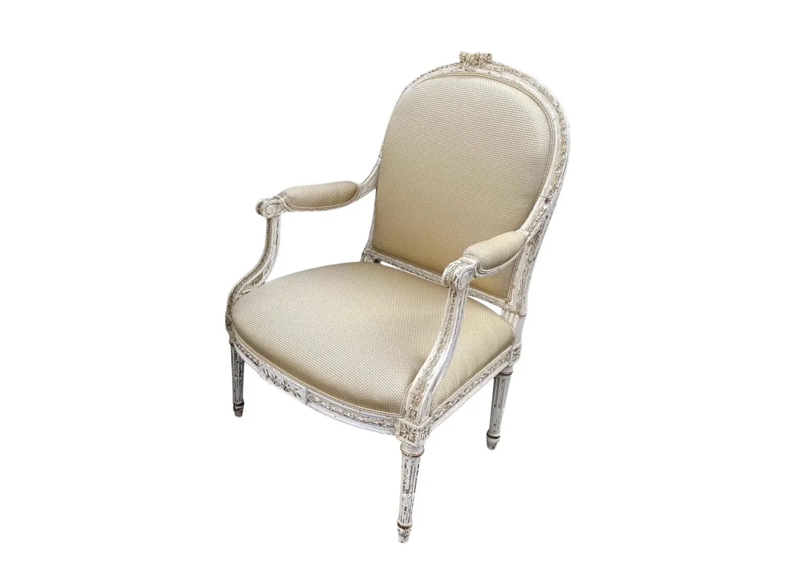 Antique 19th C French Louis XV XVI Transitional Arm Chair