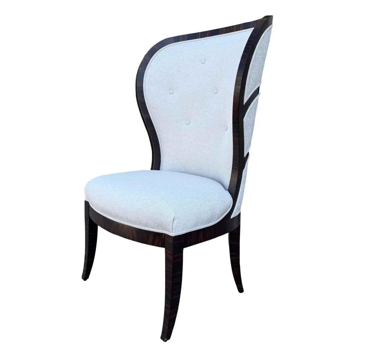 Art Deco Style William Switzer Macassar Ebony Butterfly Wing Back Chair