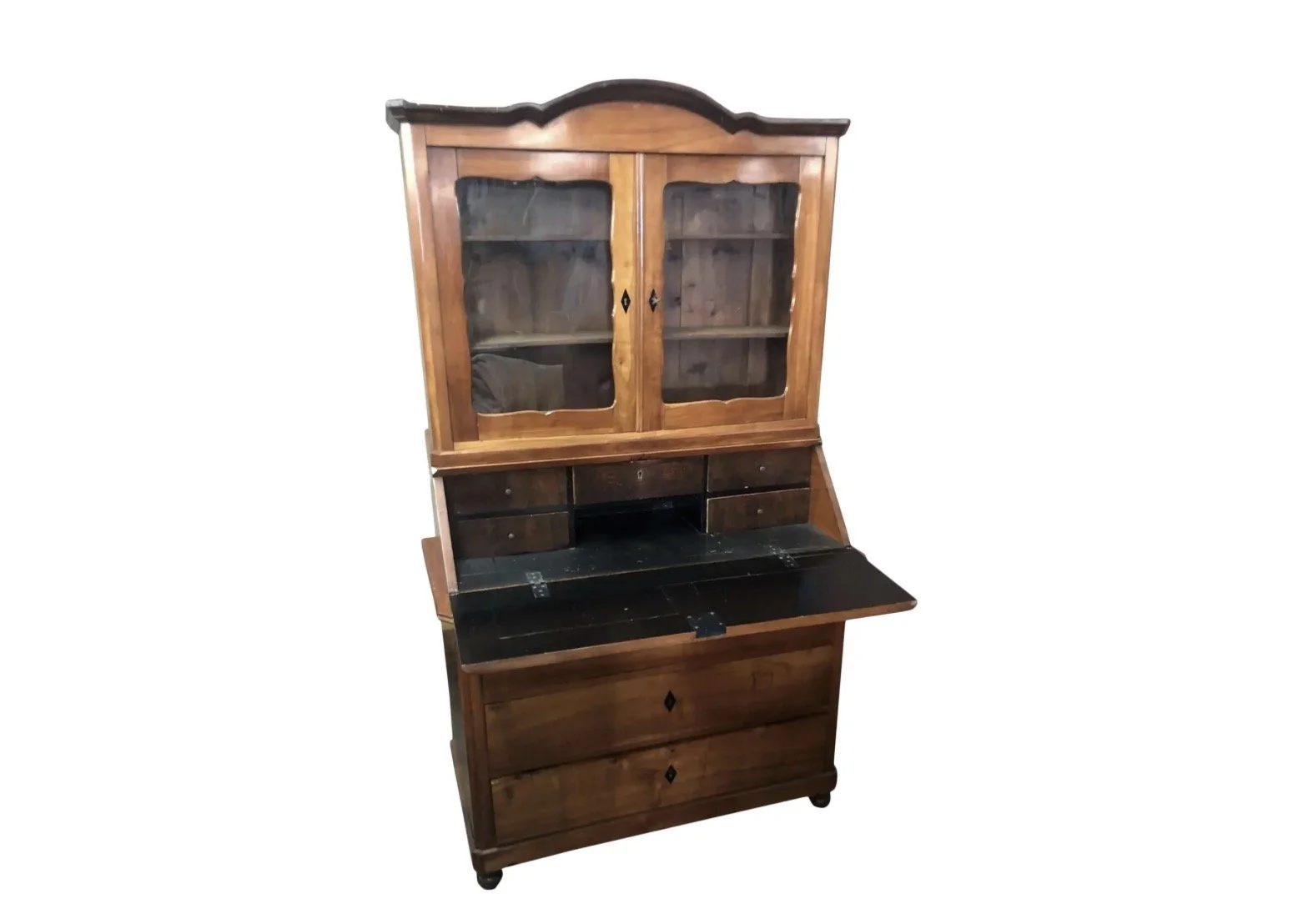 Antique Early 19c Biedermeier Austrian Country Secretary Bookcase Desk