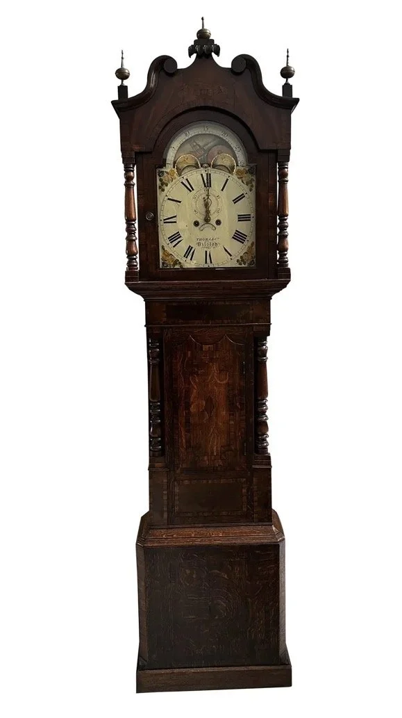 Antique English Oak Longcase Grandfather Clock by Thoma & Co, Bilston